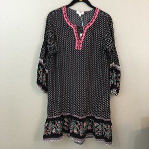 Umgee Trapeze High Low Semi Sheer Dress, Small